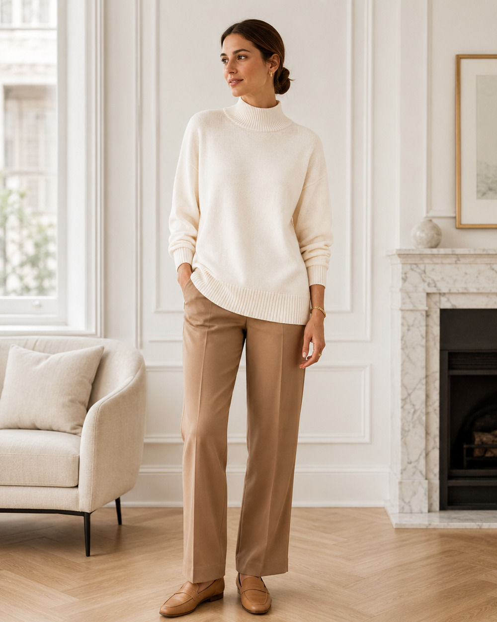Magaschoni Womens Sweater Size Small High Neck Quiet Luxury Minimalist Old Money